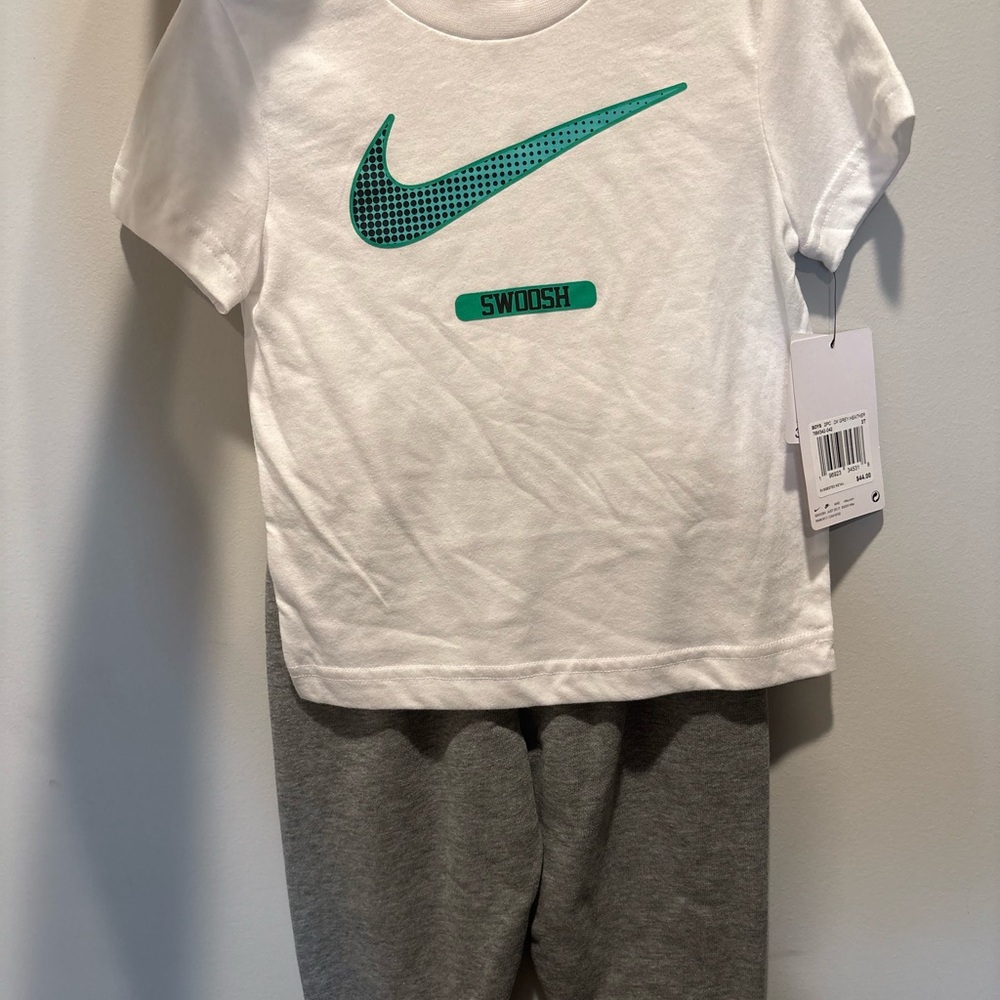 Nike White Tee and Gray Pants Set